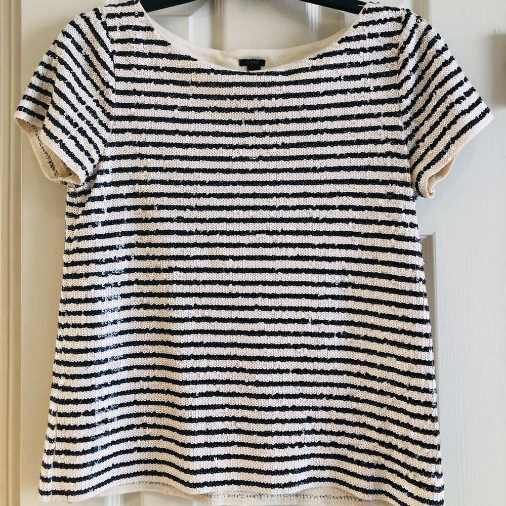 J Crew Sequin Top Color Black and White Size S